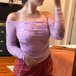 Floral Off-Shoulder Ruched Top